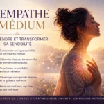 Femme en état de sérénité avec lumière au niveau du cœur symbolisant l’hypersensibilité et la transformation intérieure